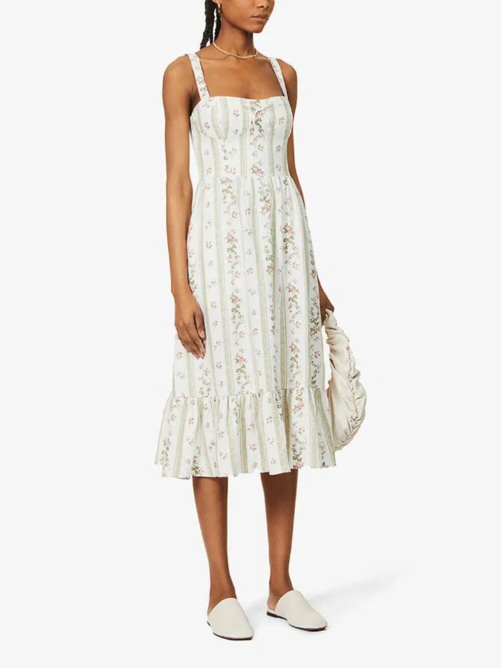 Reformation Maegan Midi Linen Dress Heath Floral 8 - Picture 4 of 13
